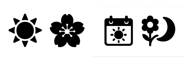 Aufkleber - Collection of web icons representing seasons, nature, and time to enhance digital design elements for various applications