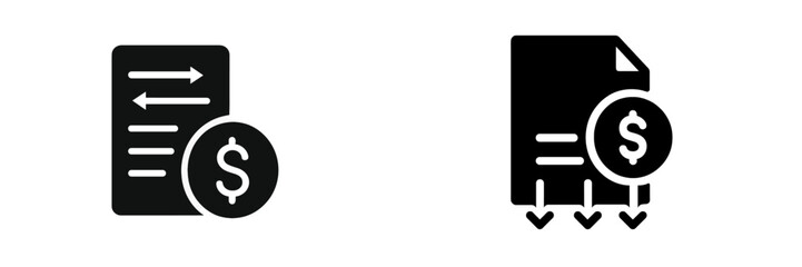 Leinwandbilder - Minimalist set of web icons representing financial transactions and document processes for online platforms