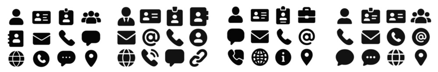 Fototapete - Collection of black web icons depicting various digital communication and networking tools