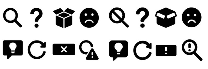 Poster - Collection of black web icons representing various functions and emotions for digital interface use