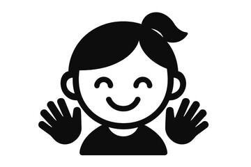 Aufkleber - Enjoyable web icons depicting a happy character waving with hands held up in a cheerful manner