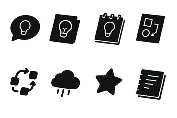 Aufkleber - Collection of essential web icons representing ideas, organization, and tasks for digital design projects