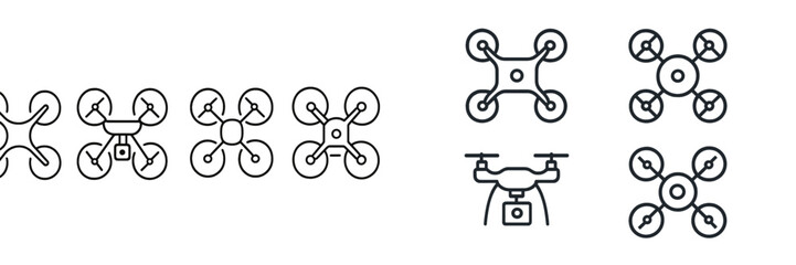 Fototapete - Collection of web icons featuring various drone designs for digital applications and interfaces