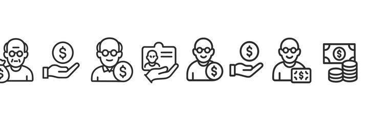 Leinwandbilder - Set of web icons illustrating financial transactions and services with character representations