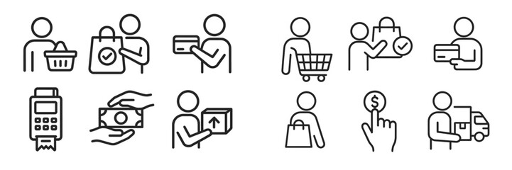 Aufkleber - Set of web icons representing shopping activities and payment options for online commerce