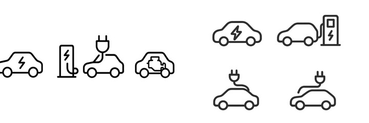 Aufkleber - Collection of modern web icons representing electric vehicles and charging stations for various applications