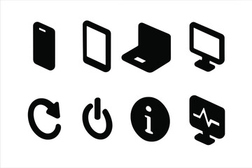 Fototapete - Collection of web icons featuring devices and functions for digital interfaces and applications