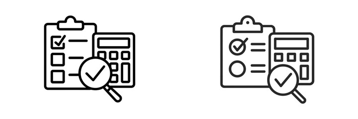 Leinwandbilder - Set of outlined web icons representing checklists and calculators for digital interfaces and applications