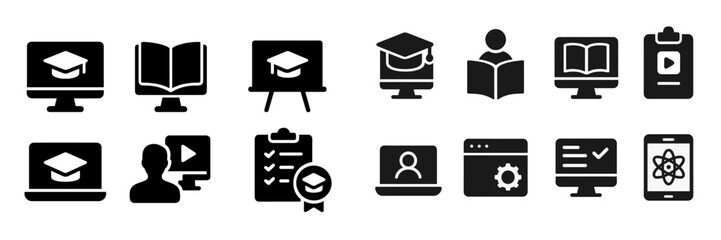 Poster - Collection of educational web icons representing various digital learning tools and resources for students and educators
