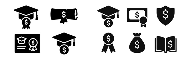 Poster - Collection of web icons representing education, finance, and achievement symbols