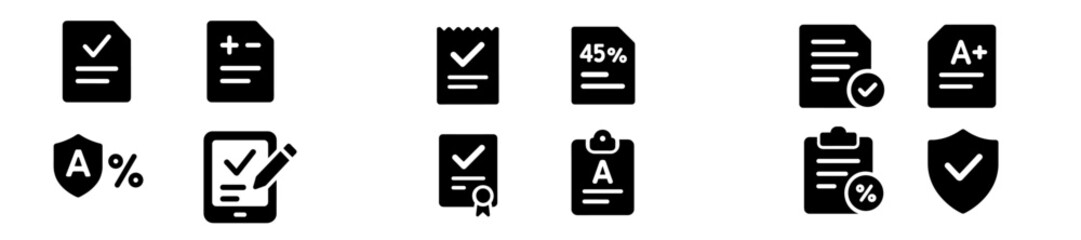 Leinwandbilder - Set of web icons representing documents, grades, and checklists for educational and administrative use