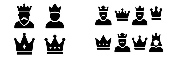 Leinwandbilder - Collection of royalty-themed web icons showcasing crowns and characters in a minimalist design