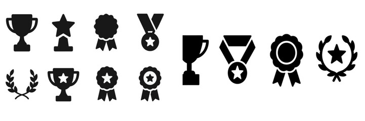 Poster - Collection of web icons featuring trophies, medals, and awards designed for recognition and achievement purposes
