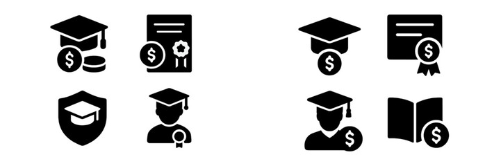 Poster - Collection of web icons representing education, finance, and student achievement in modern design