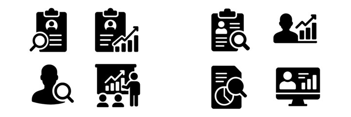 Leinwandbilder - Collection of web icons representing analytics, data reporting, and user profiles suitable for digital applications and websites