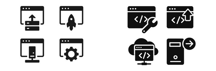 Poster - Collection of web icons representing various online actions and tools for digital interfaces
