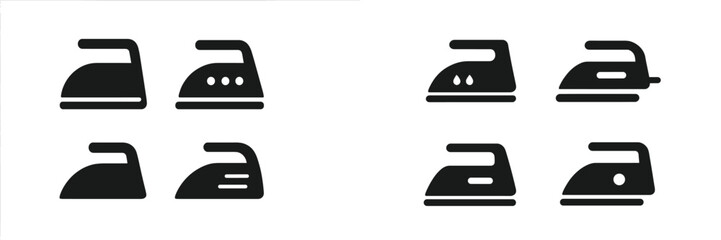 Poster - Set of minimalistic web icons representing various designs of an ironing tool for digital applications