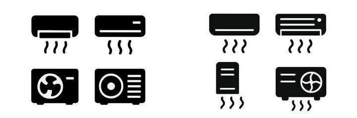 Poster - Collection of web icons representing air conditioning units and fans for digital interfaces and applications