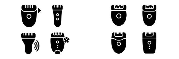 Fototapete - Set of web icons representing various grooming devices in simple black and white design