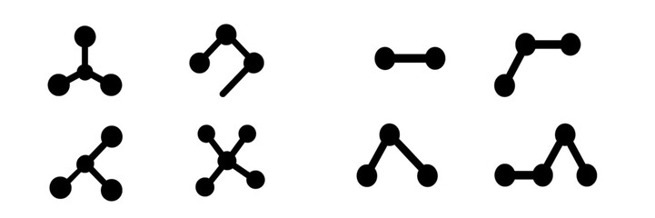 Aufkleber - Set of black web icons designed for digital applications, displaying various connection and network symbols