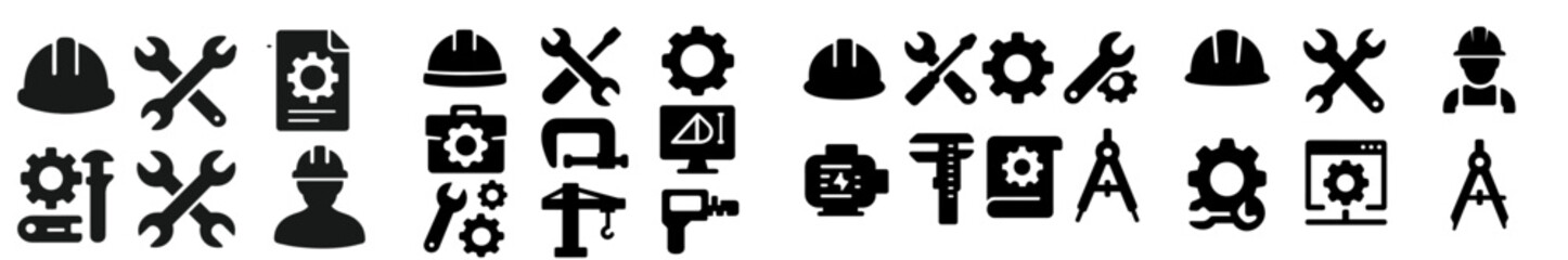 Leinwandbilder - Collection of versatile web icons related to construction, tools, and engineering themes for digital projects