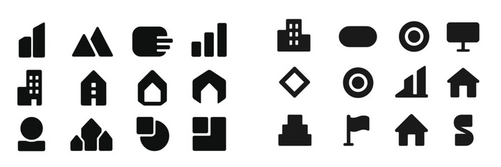 Aufkleber - Collection of black web icons representing various design elements and symbols for digital applications and user interfaces