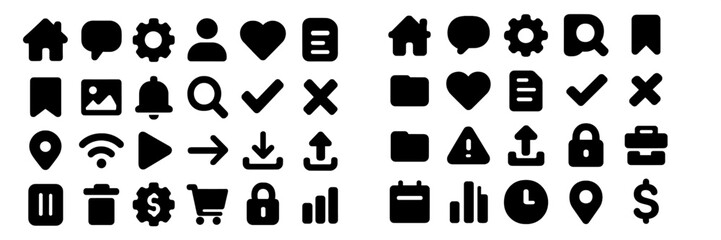 Aufkleber - Modern web icons collection for user interface design and digital applications showcasing various symbols and functionalities
