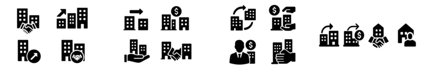 Leinwandbilder - Collection of web icons representing business transactions, real estate, and financial exchanges