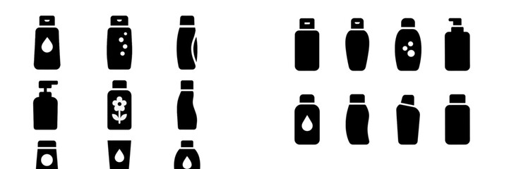 Poster - Collection of web icons representing various bottles and containers for personal care and beauty products