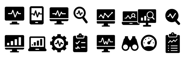 Poster - Collection of web icons representing health, analytics, and data monitoring for modern applications and interfaces
