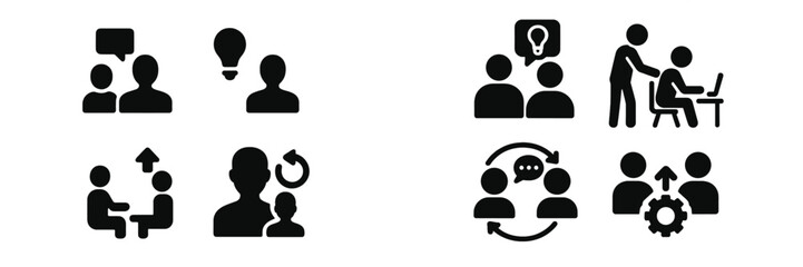 Poster - Variety of web icons illustrating communication, collaboration, and problem-solving concepts in a modern digital environment