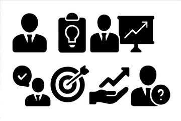 Fototapete - Set of web icons representing business concepts including collaboration, strategy, and analysis in a modern design