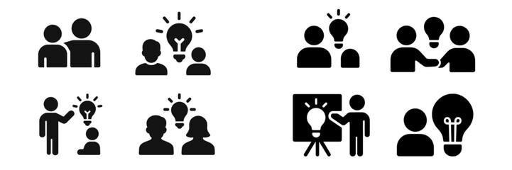 Poster - Set of innovative web icons representing collaboration and idea sharing among individuals