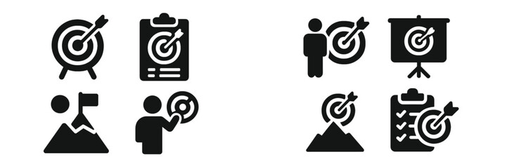 Poster - Web icons representing target, achievement, and performance metrics for digital platforms and user interfaces