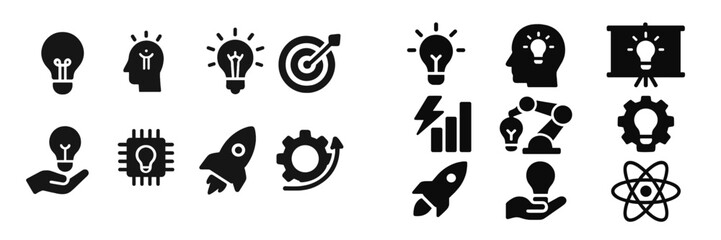 Fototapete - Set of web icons featuring various symbols related to innovation, technology, and business concepts
