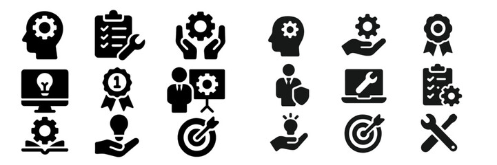 Leinwandbilder - Collection of web icons representing tools, productivity, and innovation in a modern design layout