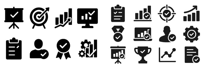 Leinwandbilder - Set of web icons featuring digital analytics, performance tracking, and user engagement symbols for modern applications