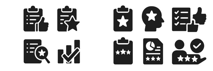Aufkleber - Set of web icons representing evaluation and feedback tools for online platforms and applications in a minimalistic design style