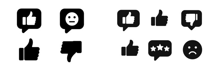Aufkleber - Collection of web icons showcasing various reactions and feedback symbols in a minimalist style