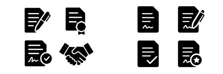 Fototapete - Collection of web icons representing documentation, agreement, and validation for online use in various digital applications