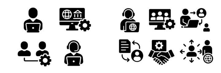 Aufkleber - Collection of web icons representing online communication, technical support, and user interaction for various digital platforms