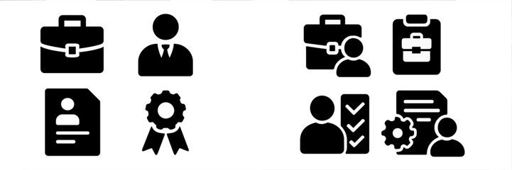 Aufkleber - Collection of web icons representing business, professional profiles, and achievements in a minimalist design