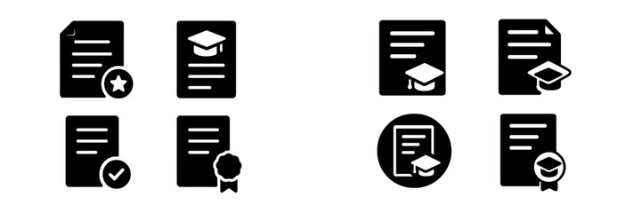Poster - Collection of web icons representing educational achievements and document management for digital platforms