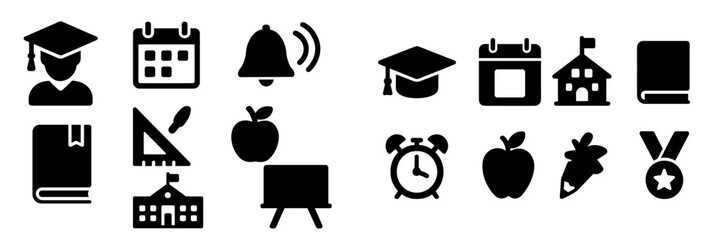 Leinwandbilder - Collection of educational web icons depicting school-related themes and activities for digital use