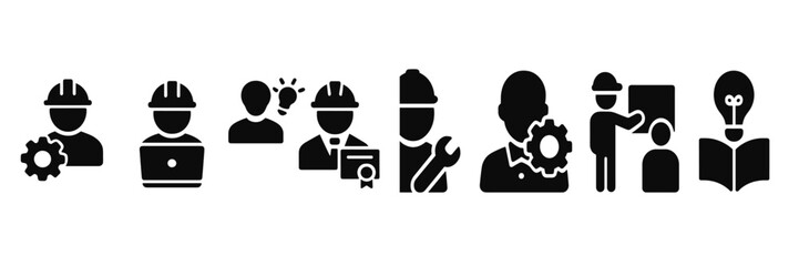 Poster - Set of web icons depicting various engineering and teamwork concepts for digital applications and projects