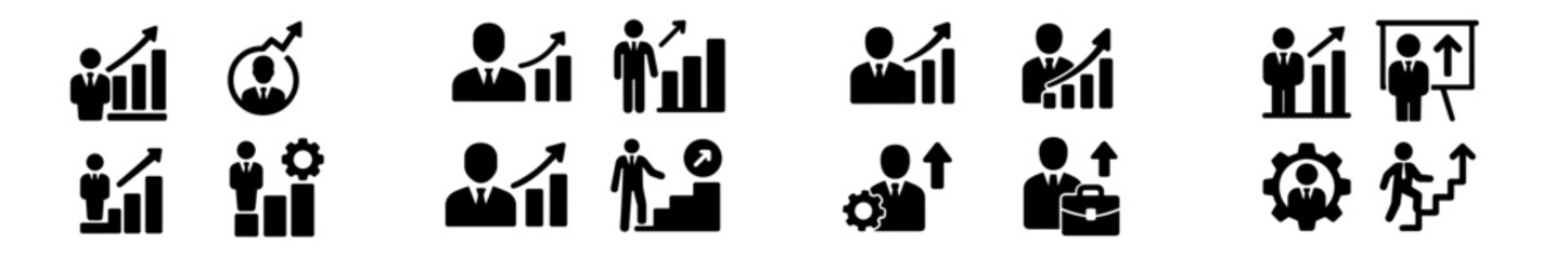 Leinwandbilder - Set of simple web icons representing professional growth and development in various business contexts