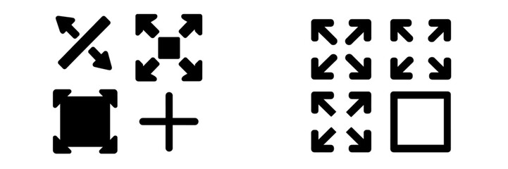 Aufkleber - Collection of web icons illustrating resizing and expanding functionalities in various formats