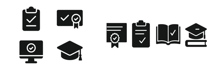 Poster - Collection of educational web icons representing various academic achievements and online learning tools