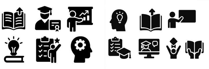 Poster - Set of web icons representing education, learning, and knowledge concepts for digital platforms and applications