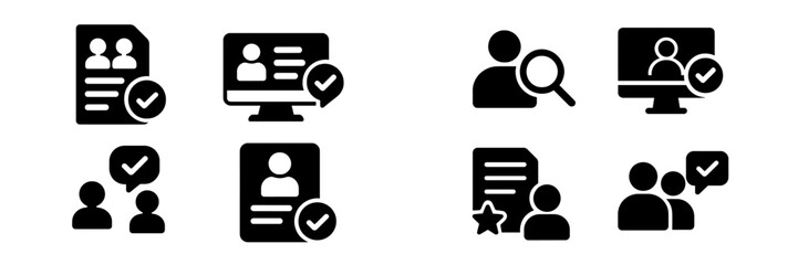 Aufkleber - Collection of web icons featuring user profiles, search functions, and approval symbols for digital applications